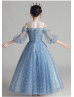 Beaded Blue Star Lace Tulle Dreamy Flower Girl Dress